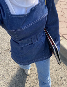 Denim belted top