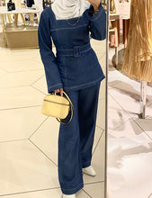 Load image into Gallery viewer, Denim belted top
