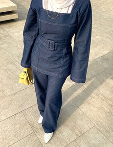 Denim belted top
